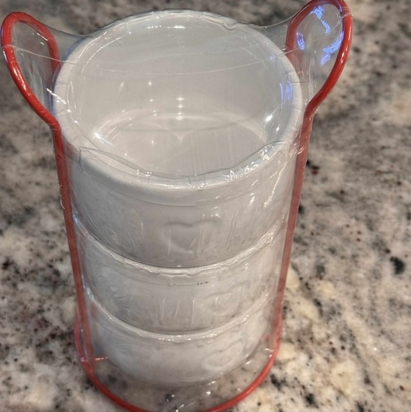 Ceramic Bowls with Hearts 3-Tier Stackable W/ Rack - Picture 2 of 8